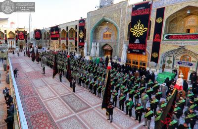 موكب منتسبي العتبة العلوية يحي ذكرى شهادة الزهراء (عليها السلام) في الصحن العلوي المطهر موكب منتسبي العتبة العلوية يحي ذكرى شهادة الزهراء (عليها السلام) في الصحن العلوي المطهر